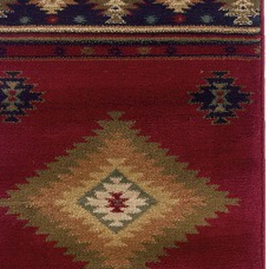 2' X 3' Red And Beige Ikat Pattern Scatter Rug