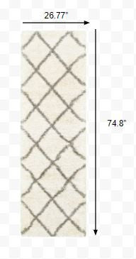 10' X 13' Ivory And Gray Geometric Lattice Area Rug