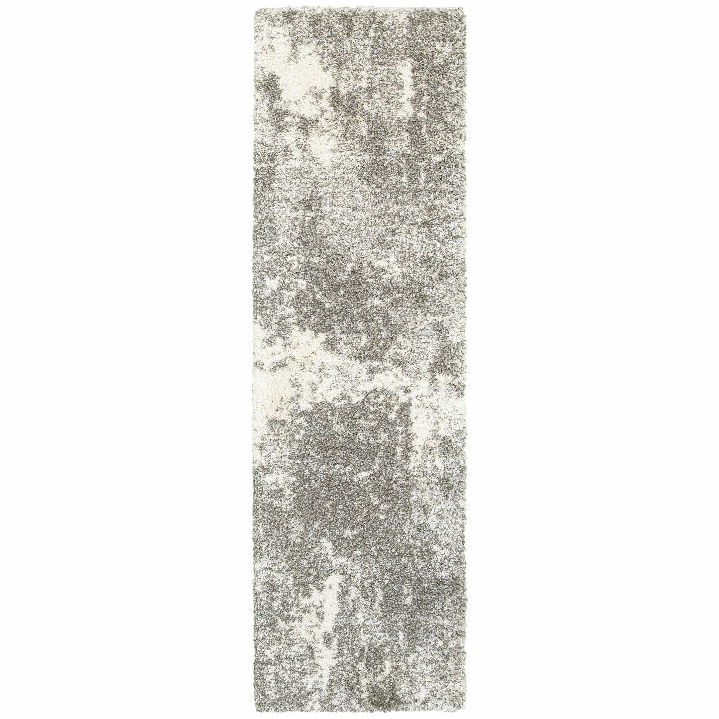 5’ X 8’ Gray And Ivory Distressed Abstract Area Rug