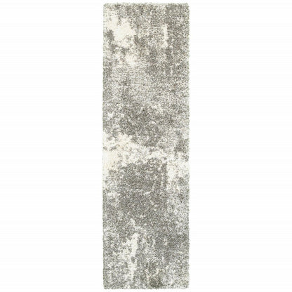 7' X 10' Gray And Ivory Distressed Abstract Area Rug