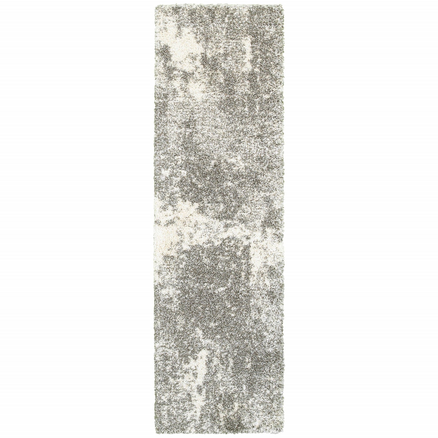 8' Round Gray And Ivory Distressed Abstract Area Rug