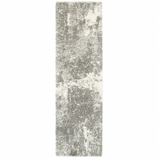 5' X 8' Gray And Ivory Distressed Abstract Area Rug