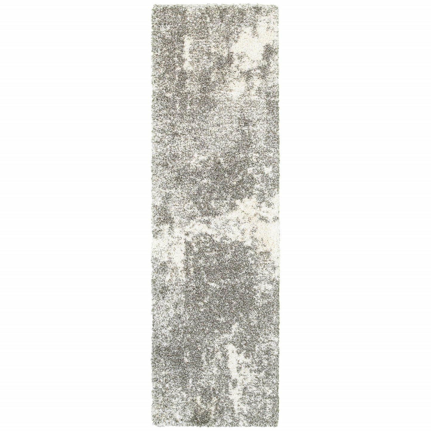 8' Round Gray And Ivory Distressed Abstract Area Rug