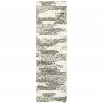 2' X 3' Gray And Ivory Geometric Pattern Scatter Rug
