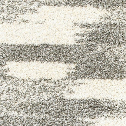8' X 11' Gray And Ivory Geometric Pattern Area Rug