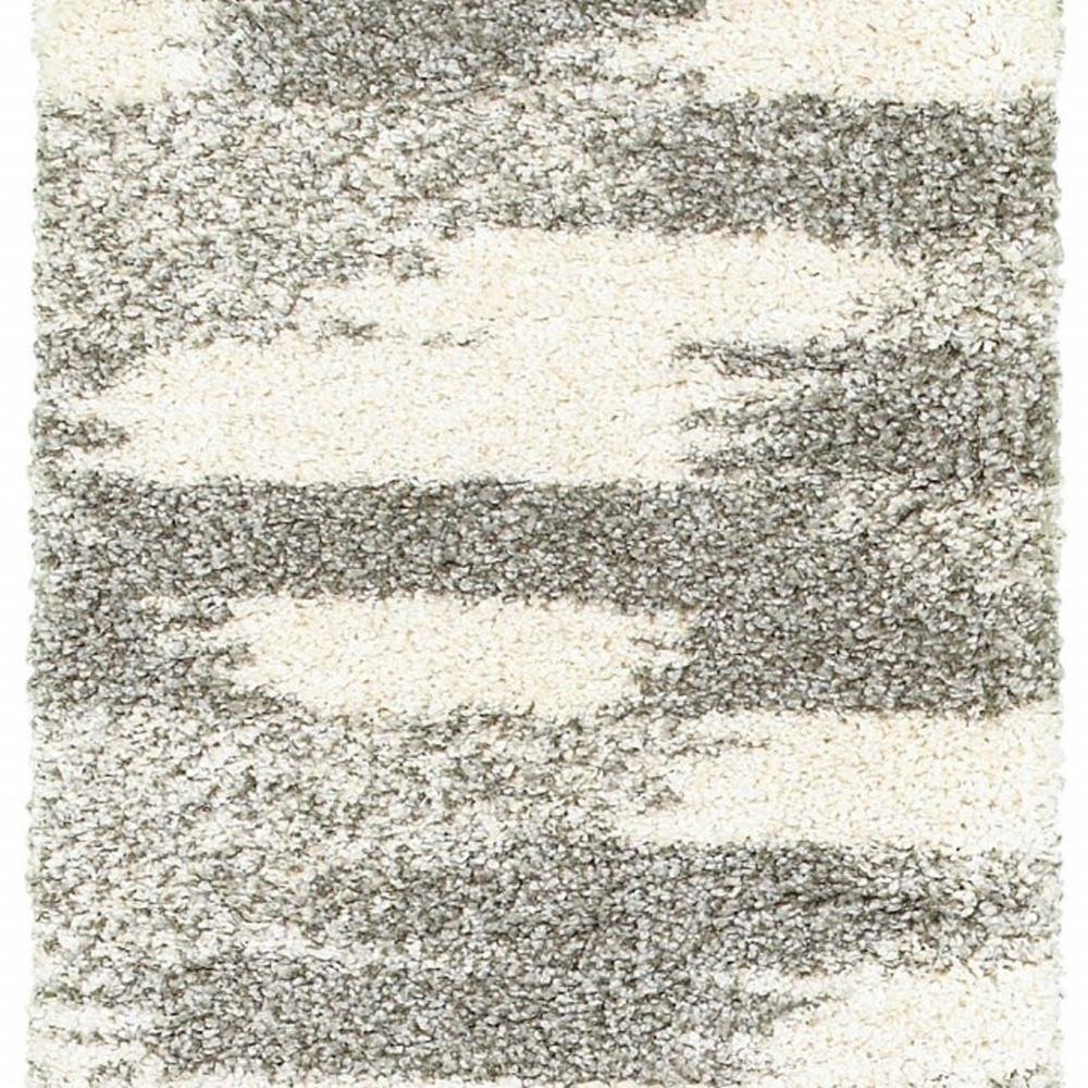 7' X 10' Gray And Ivory Geometric Pattern Area Rug