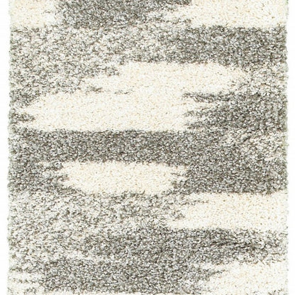 2' X 3' Gray And Ivory Geometric Pattern Scatter Rug