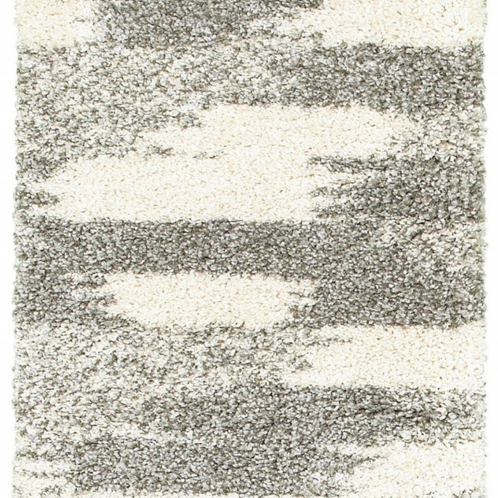 2' X 3' Gray And Ivory Geometric Pattern Scatter Rug