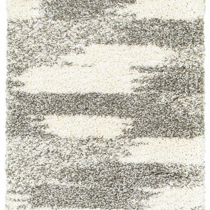 8' X 11' Gray And Ivory Geometric Pattern Area Rug