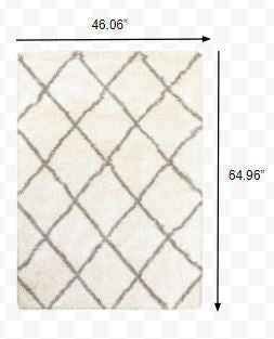 8' X 11' Ivory And Gray Geometric Lattice Area Rug