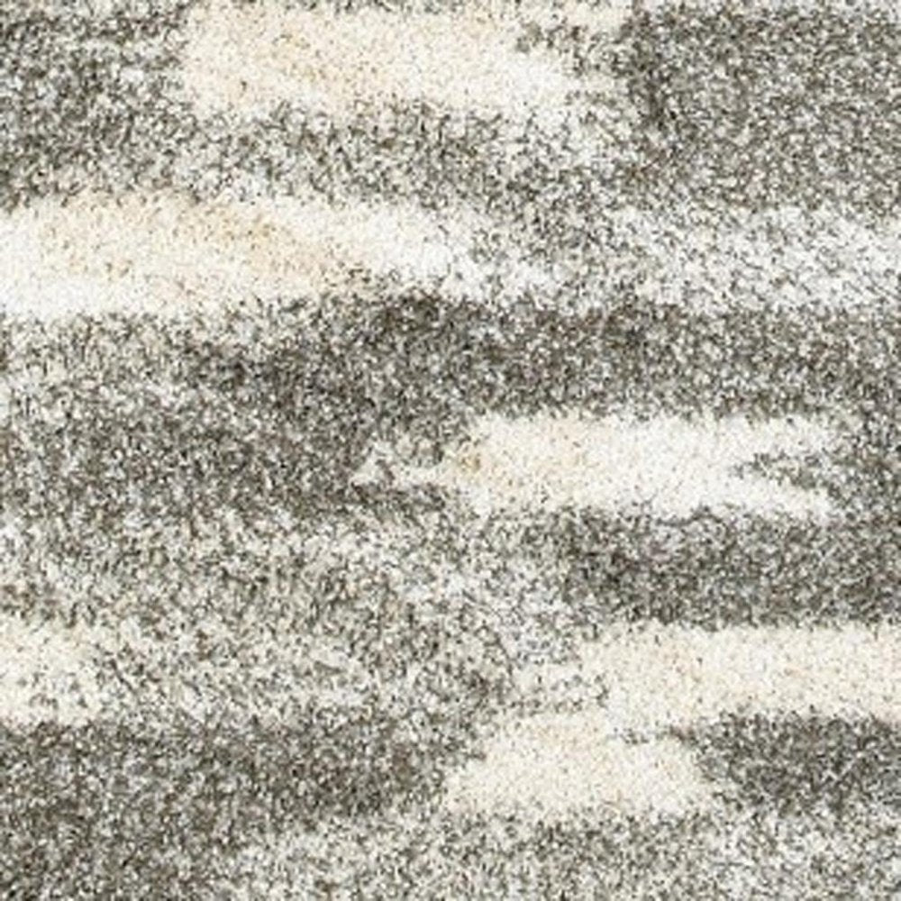 8' X 11' Gray And Ivory Geometric Pattern Area Rug