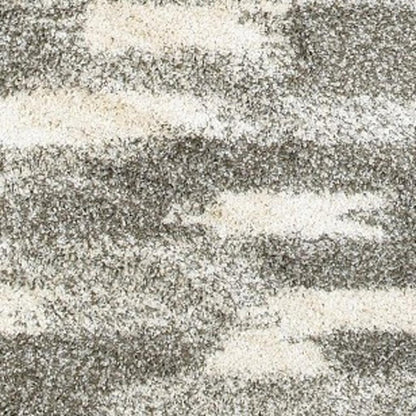 8' X 11' Gray And Ivory Geometric Pattern Area Rug