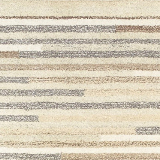 3' X 8' Beige And Gray Eclectic Linesrunner Rug