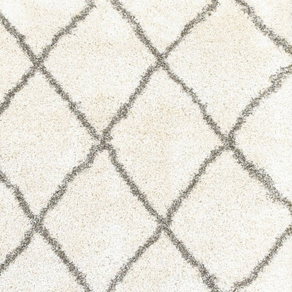 5' X 8' Ivory And Gray Geometric Lattice Area Rug