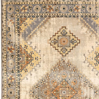 10' X 13' Gray And Beige Aztec Pattern Area Rug