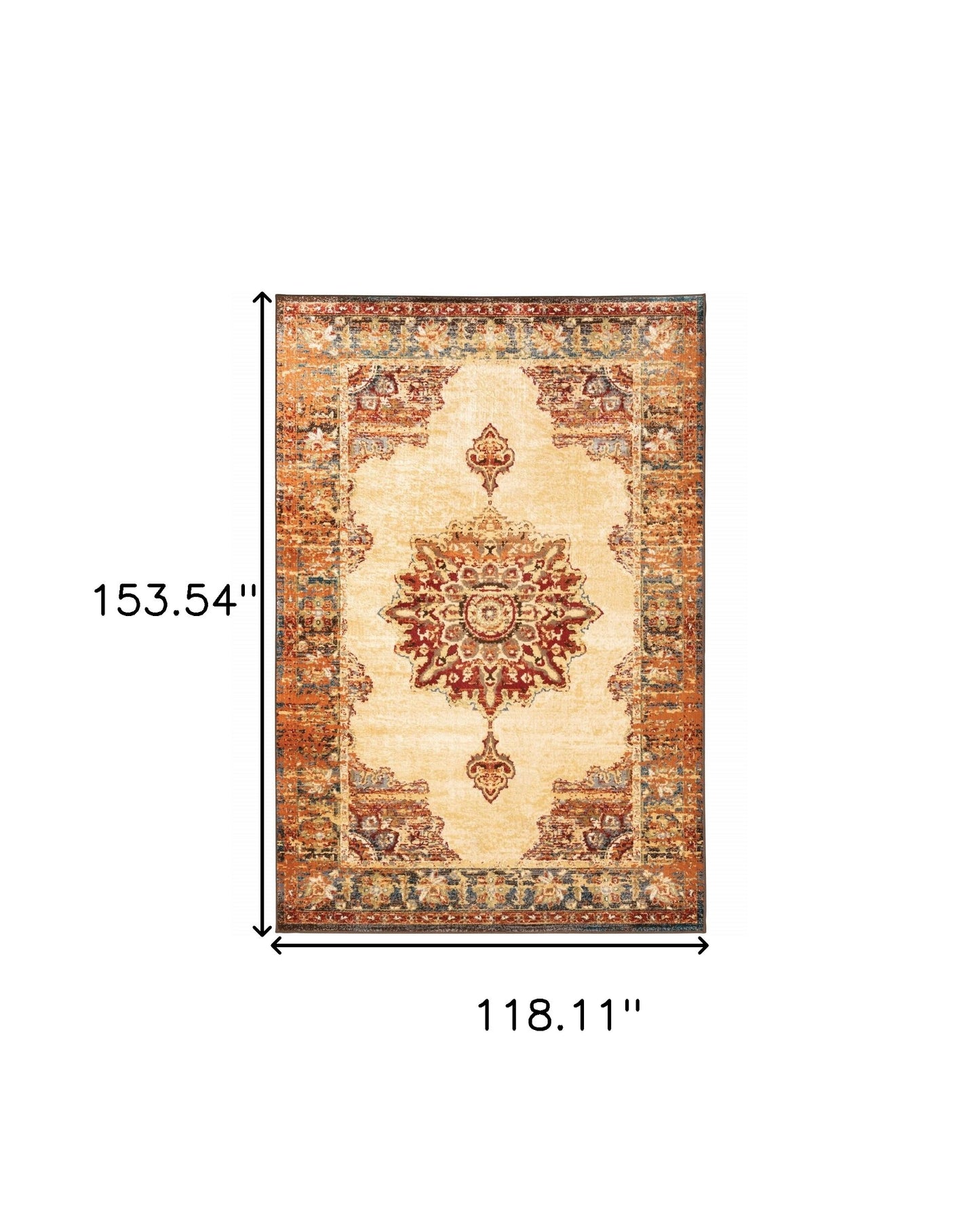 2' X 8' Gold And Orage Floral Medallionrunner Rug