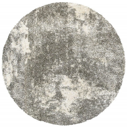 2’ X 8’ Gray And Ivory Distressed Abstract Runner Rug