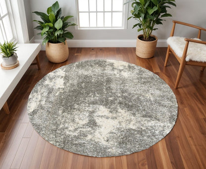 2' X 3' Gray And Ivory Geometric Pattern Scatter Rug