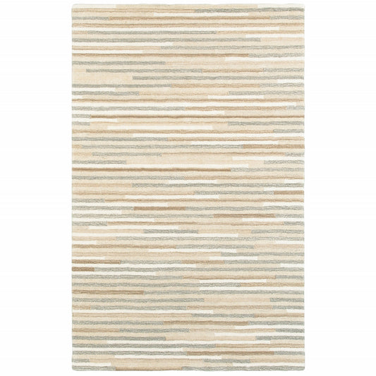 5’ X 8’ Beige And Gray Eclectic Linesarea Rug