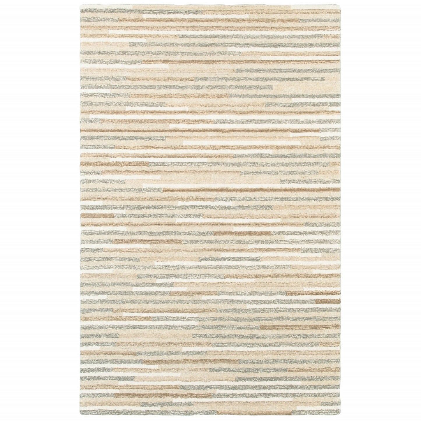 3’ X 8’ Beige And Gray Eclectic Linesrunner Rug