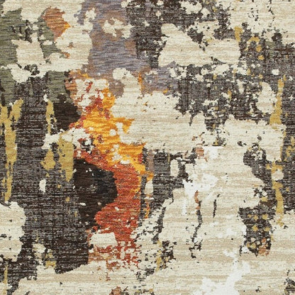 2' X 3' Beige and Black Power Loom Area Rug