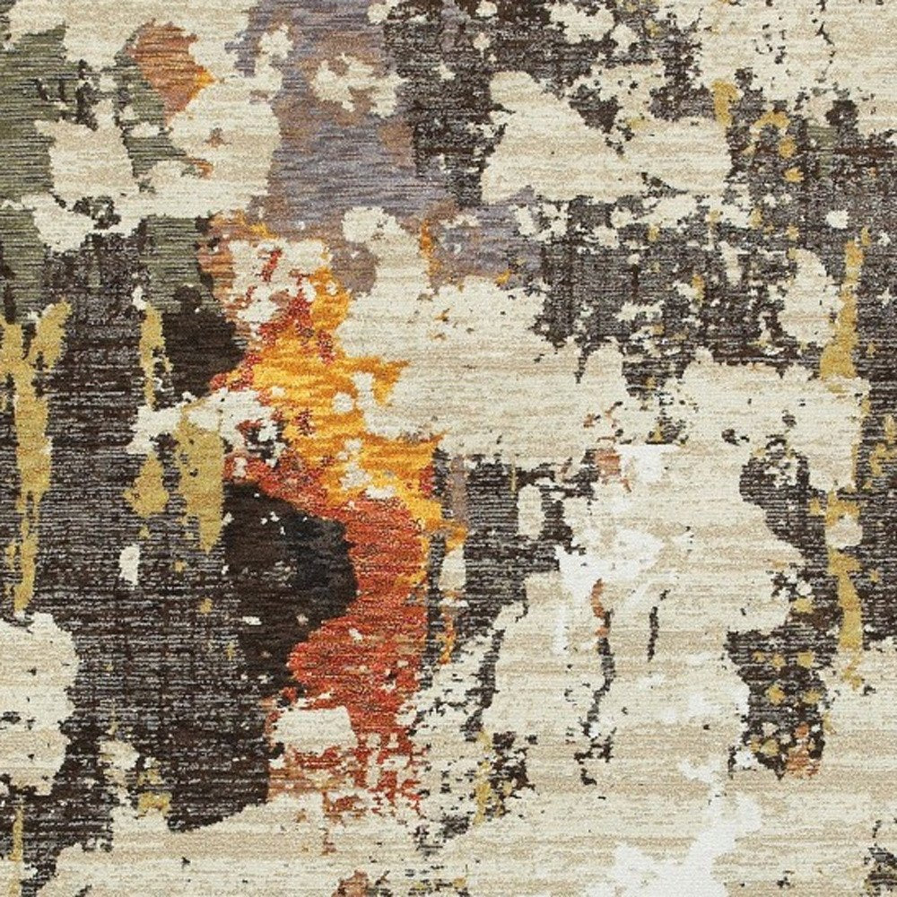 2' X 3' Beige and Black Power Loom Area Rug