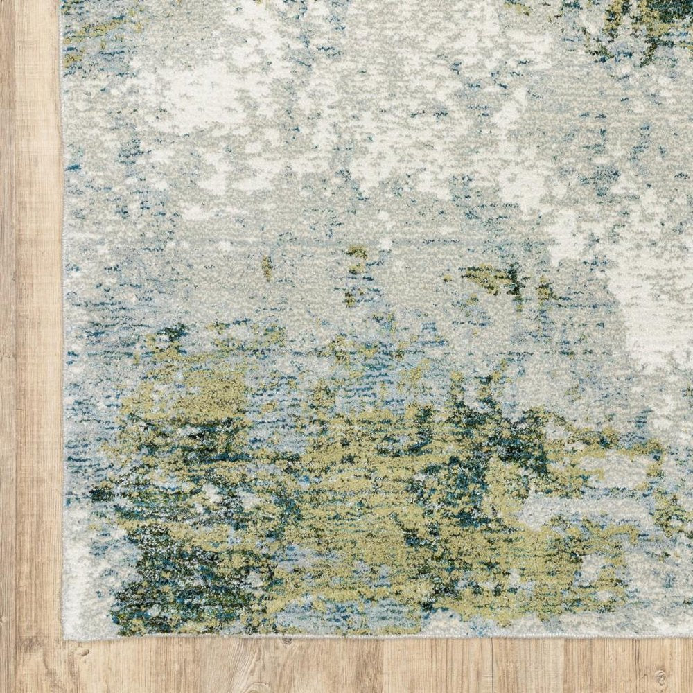 9' X 12' Blue Green Power Loom Area Rug