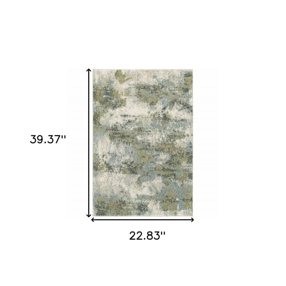 2' X 3' Blue Green Power Loom Area Rug