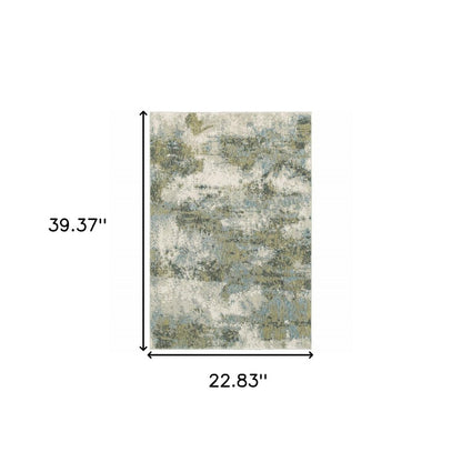2' X 3' Blue Green Power Loom Area Rug