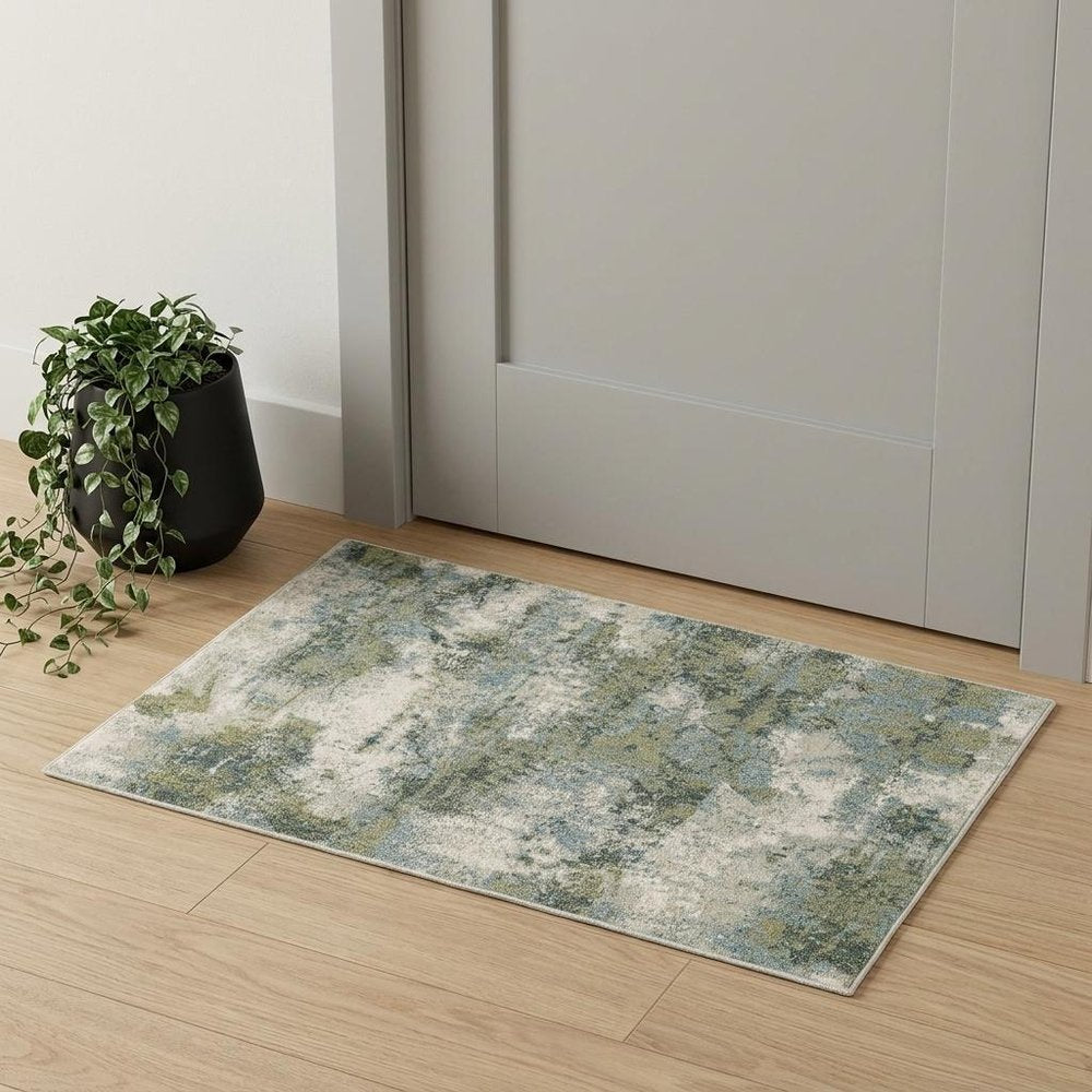 2' X 3' Blue Green Power Loom Area Rug