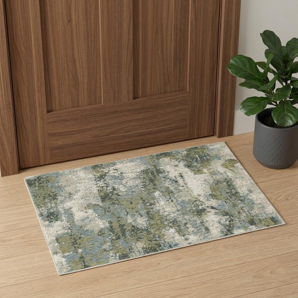 2' X 3' Blue Green Power Loom Area Rug