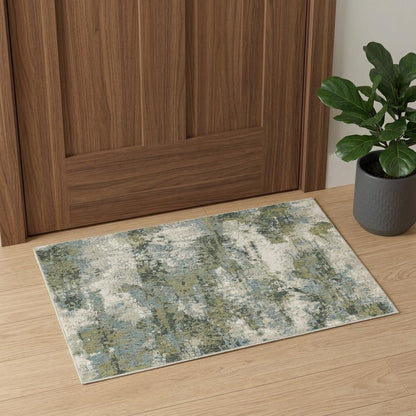 2' X 3' Blue Green Power Loom Area Rug