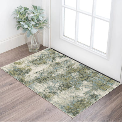 2' X 3' Blue Green Power Loom Area Rug