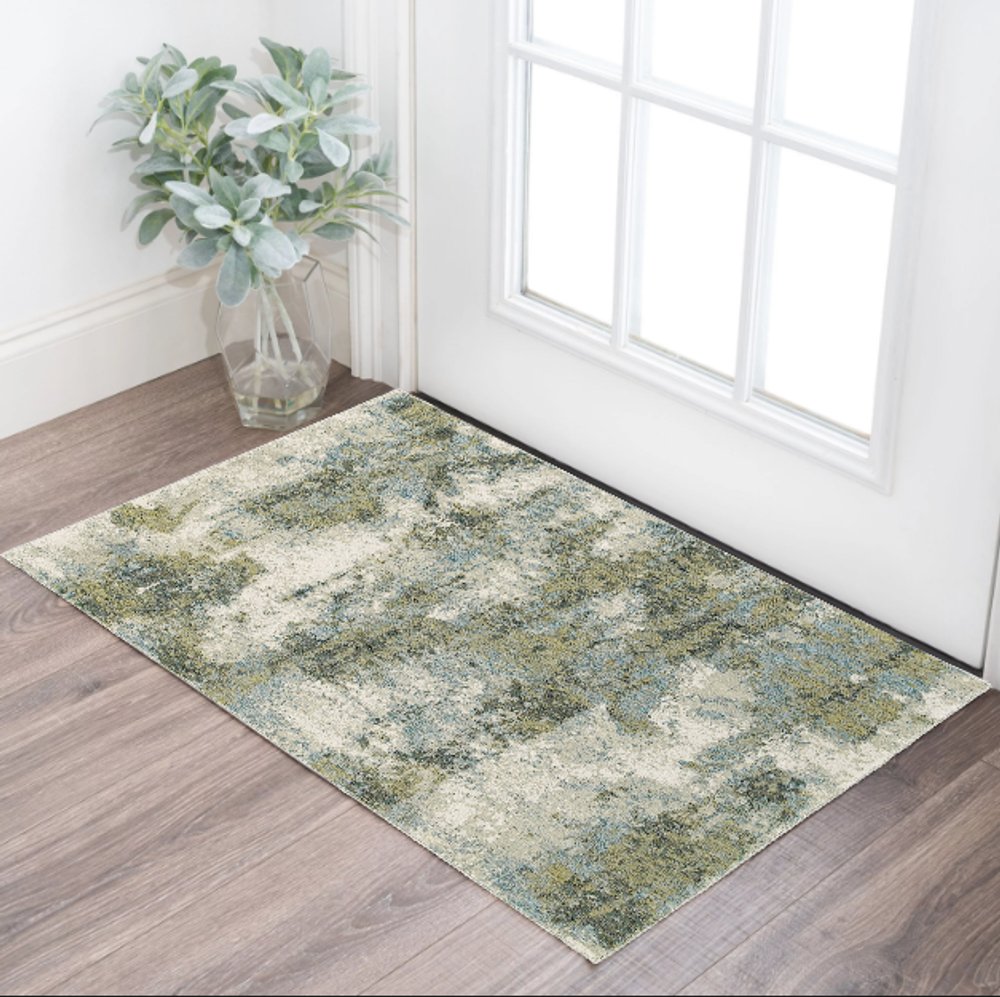 2' X 3' Blue Green Power Loom Area Rug