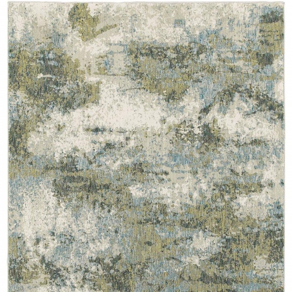9' X 12' Blue Green Power Loom Area Rug
