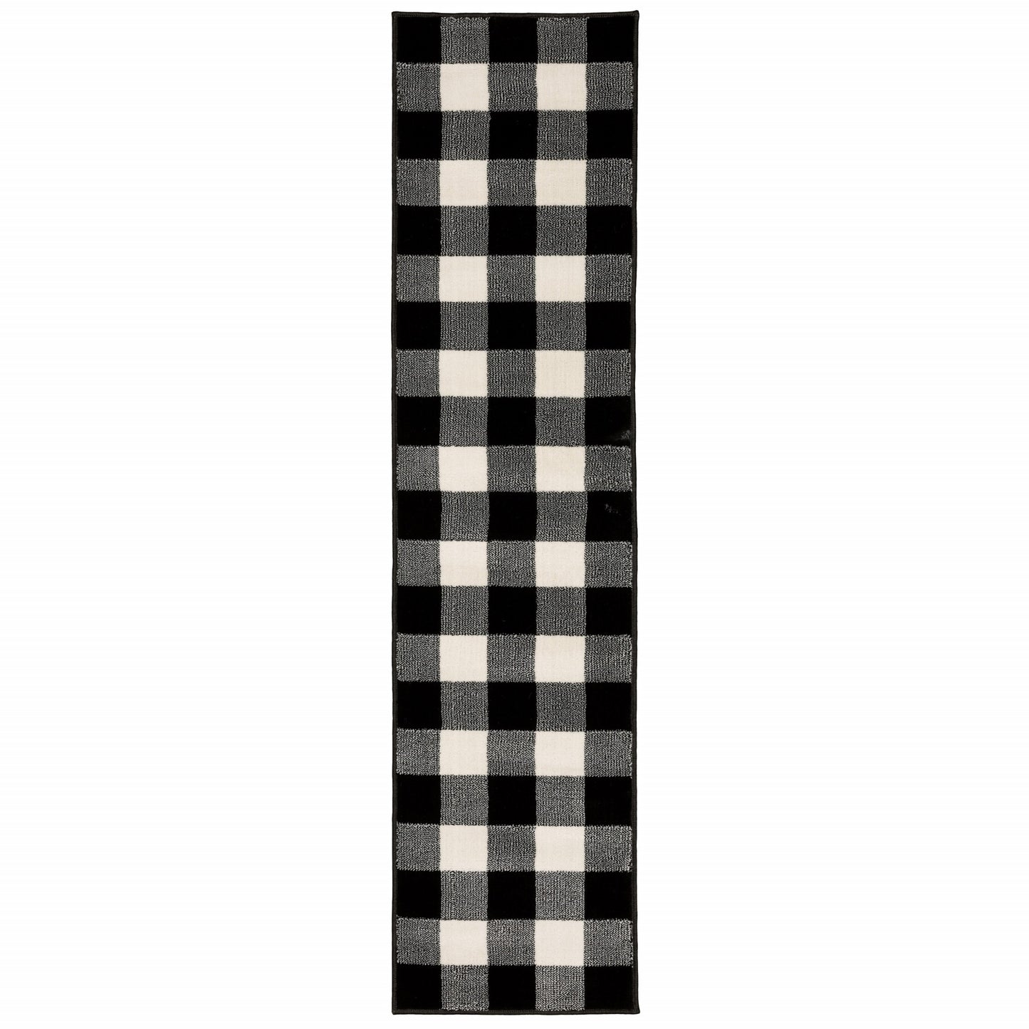 7' X 9' Monochromatic Gingham Pattern Indoor Area Rug