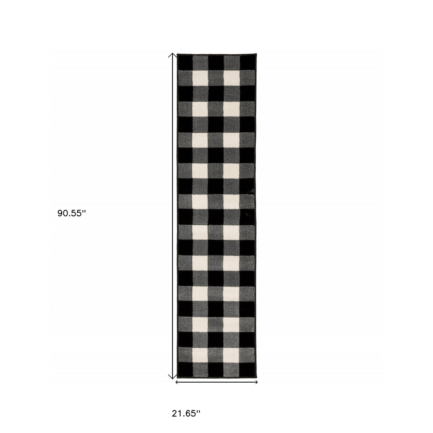 7' X 9' Monochromatic Gingham Pattern Indoor Area Rug