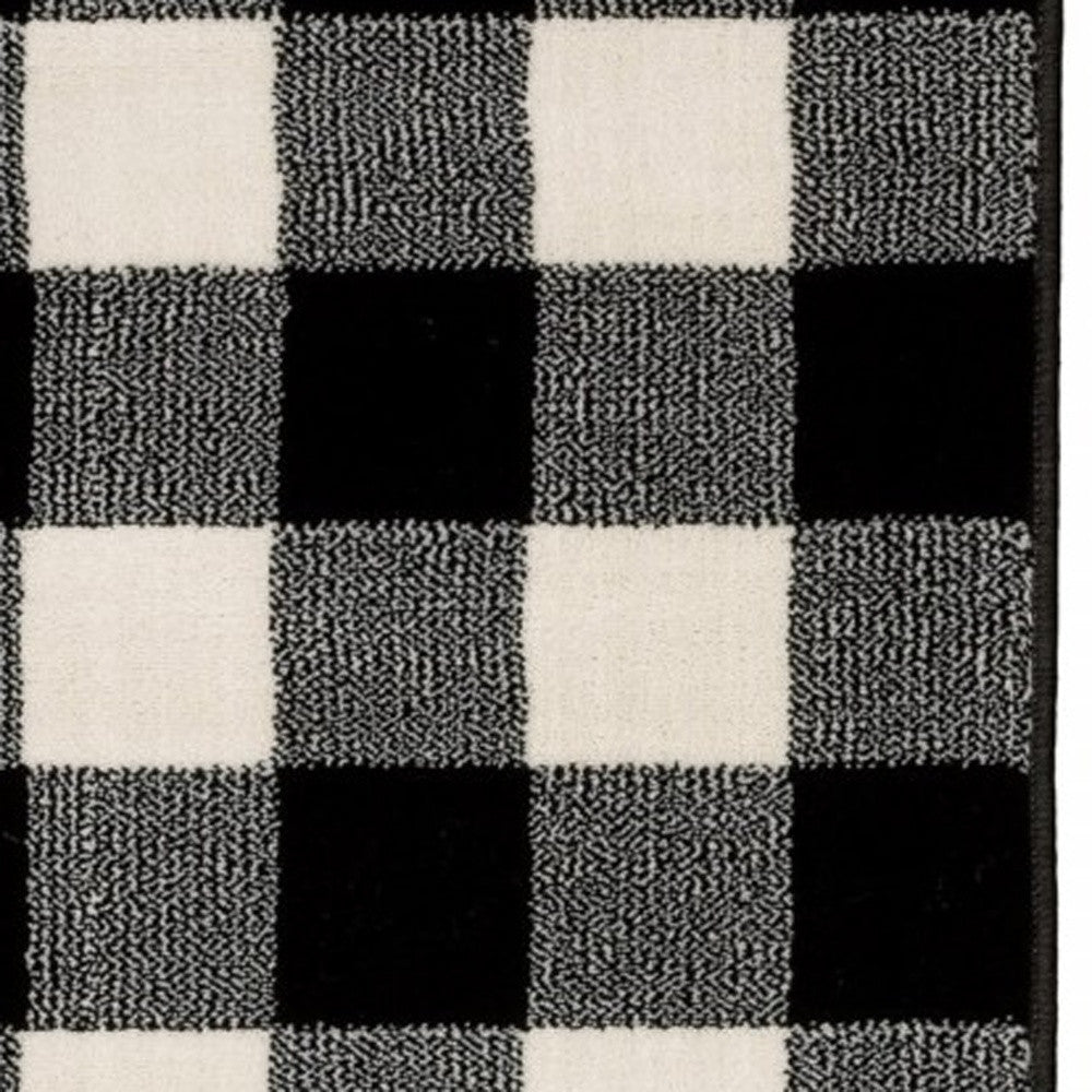 7' X 9' Monochromatic Gingham Pattern Indoor Area Rug