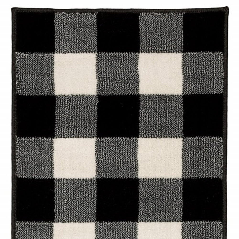 5' X 7' Monochromatic Gingham Pattern Indoor Area Rug