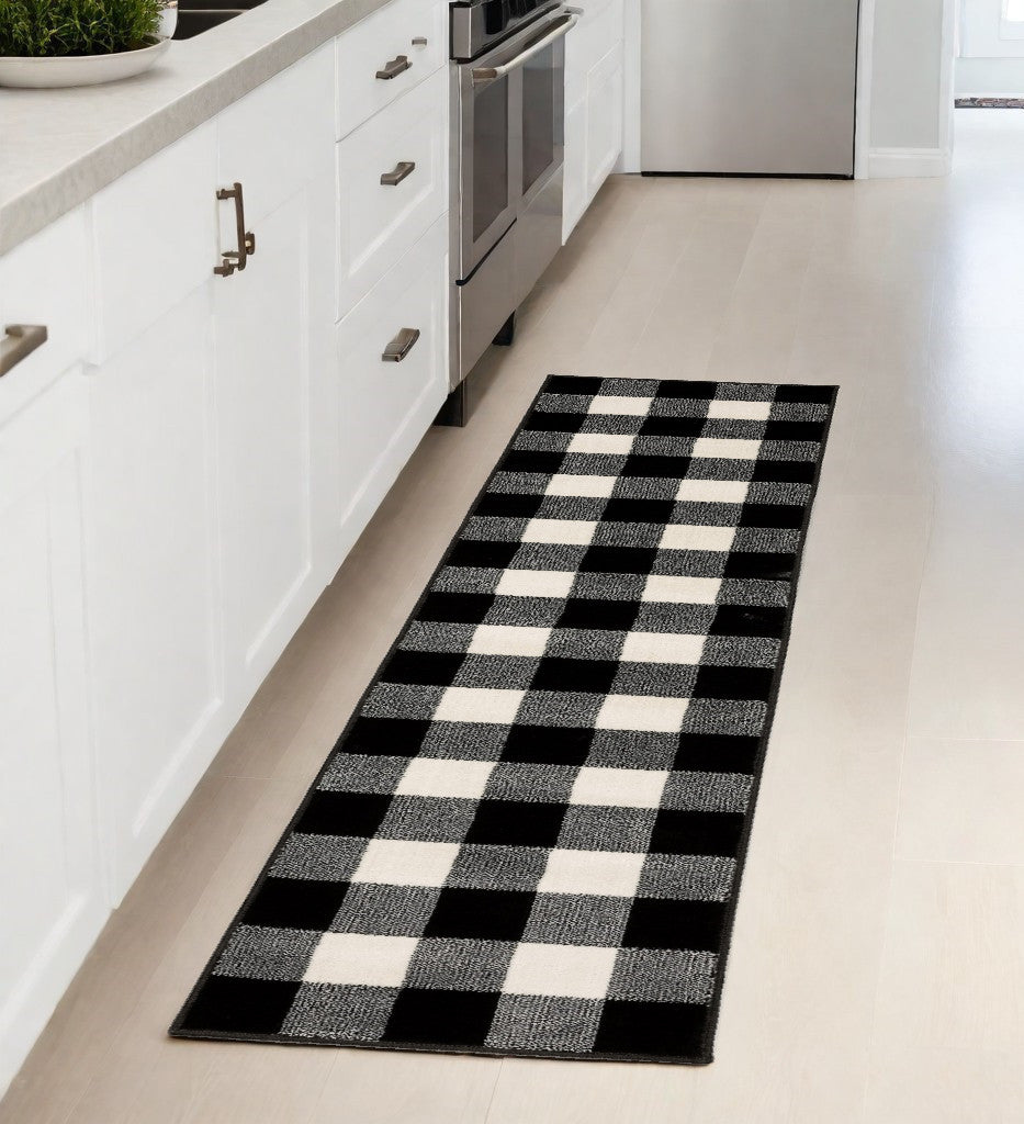 5' X 7' Monochromatic Gingham Pattern Indoor Area Rug