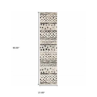 4' X 6' Ivory And Black Eclectic Patterns Indoor Area Rug