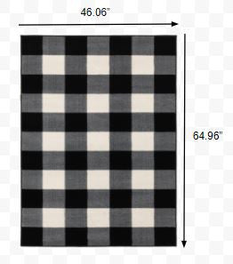 5' X 7' Monochromatic Gingham Pattern Indoor Area Rug