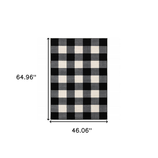 2' X 8' Monochromatic Gingham Pattern Indoor Runner Rug