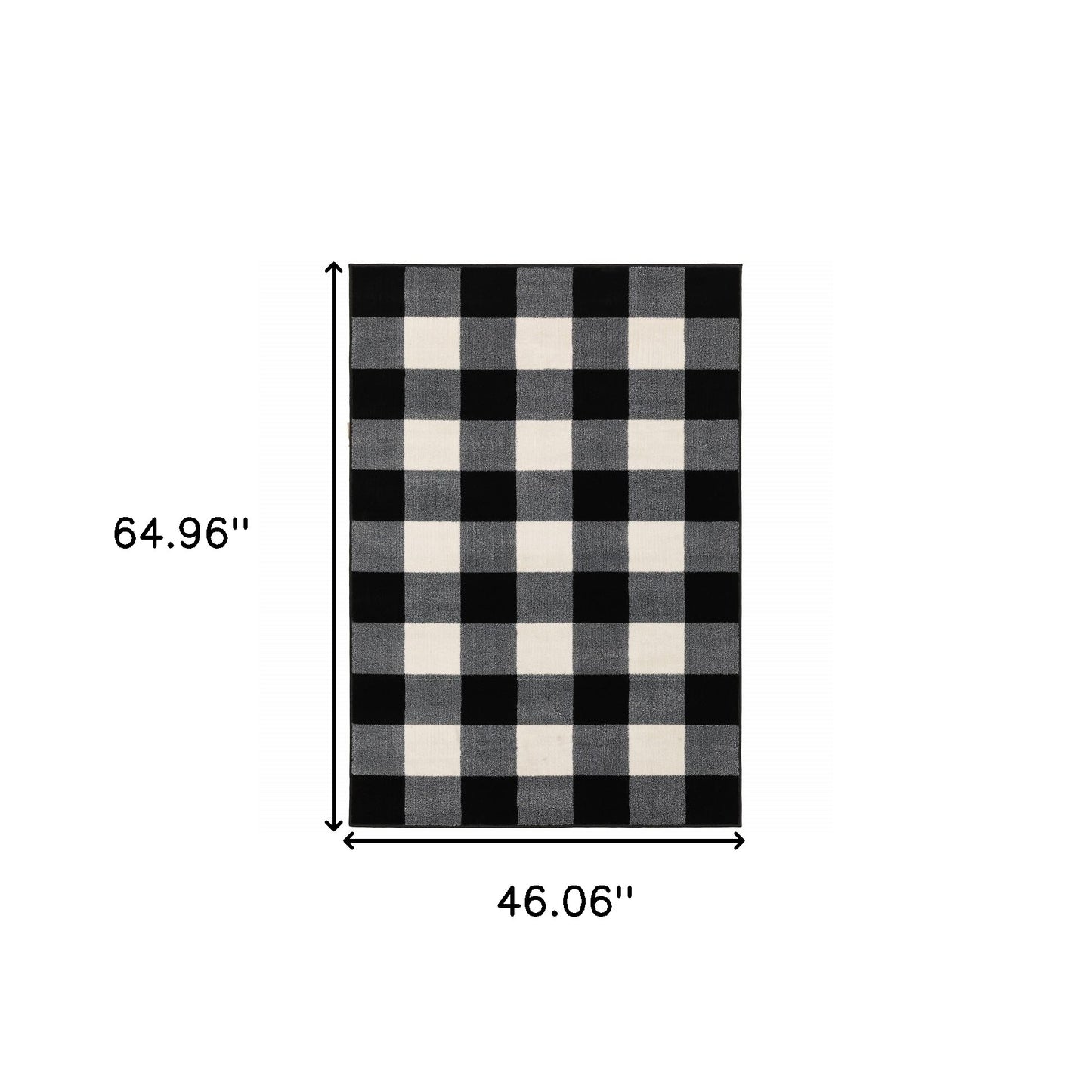 5' X 7' Monochromatic Gingham Pattern Indoor Area Rug