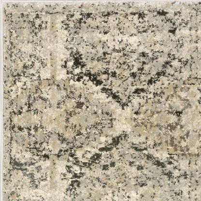 5' X 8' Ivory And Gray Trellis Distressed Area Rug