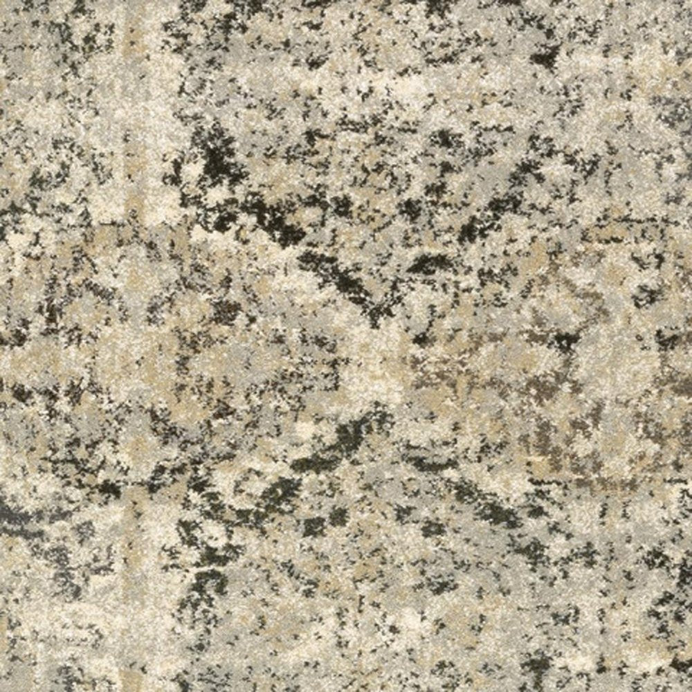 5' X 8' Ivory And Gray Trellis Distressed Area Rug