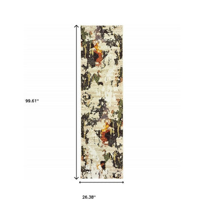 2' X 3' Beige and Black Power Loom Area Rug