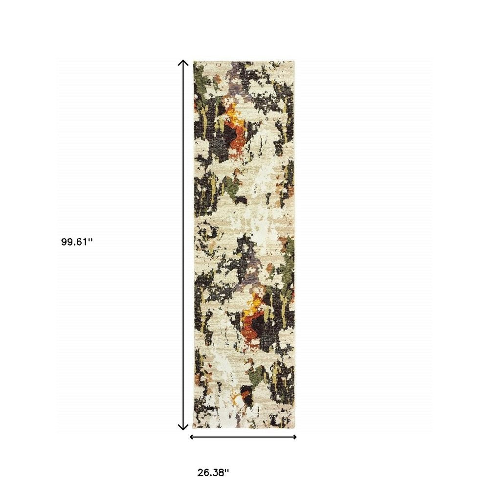 2' X 3' Beige and Black Power Loom Area Rug