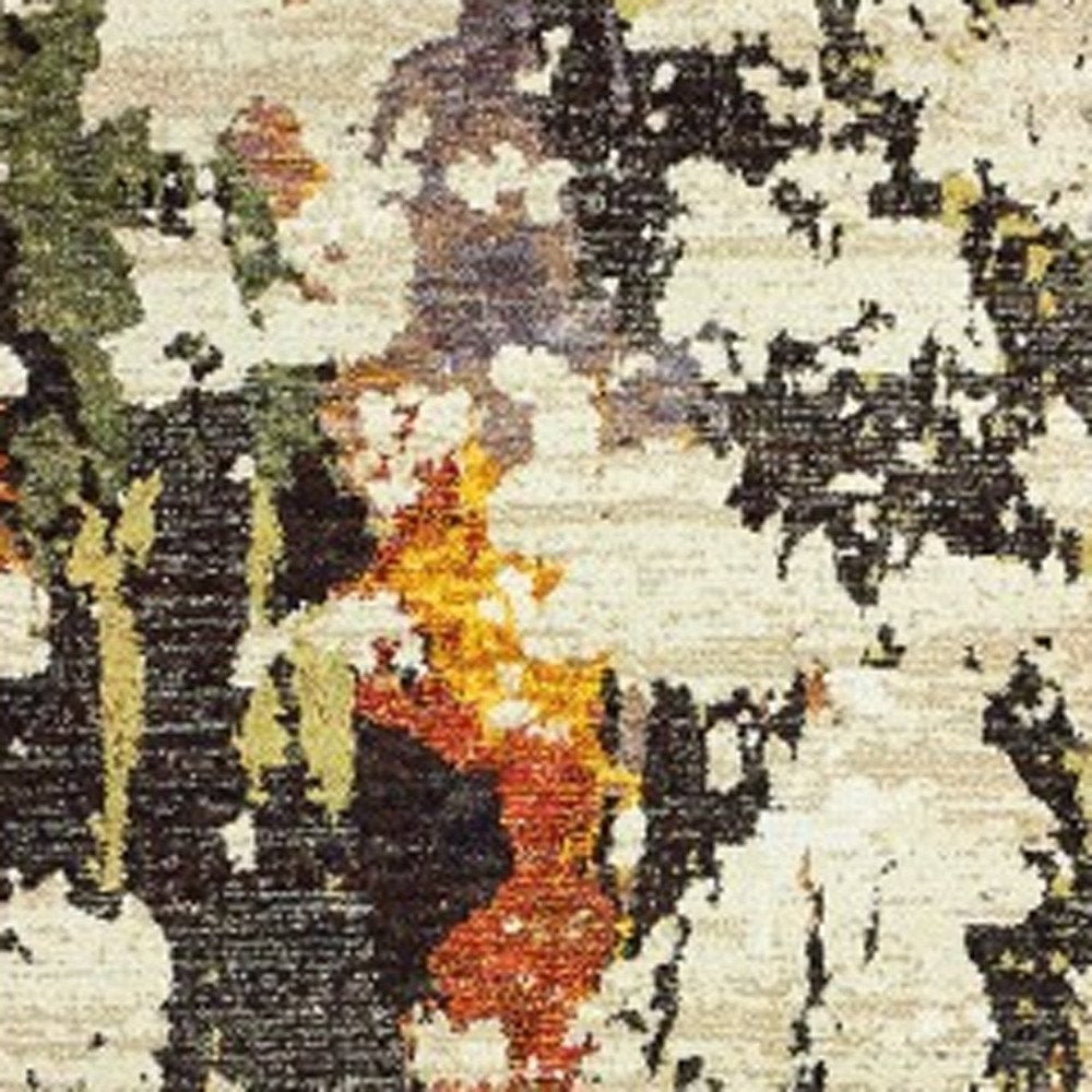 2' X 3' Beige and Black Power Loom Area Rug