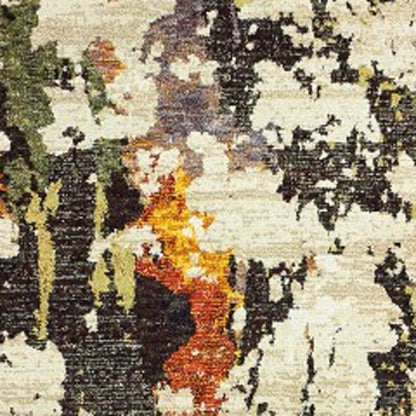 2' X 3' Beige and Black Power Loom Area Rug